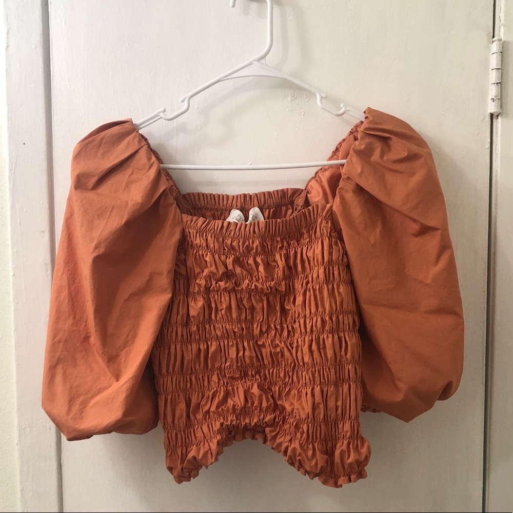 Anthropologie x Mare puff sleeve cropped blouse